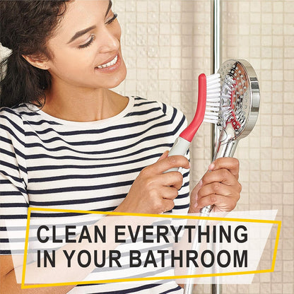 Scrub Brush Set of 3pcs - Cleaning Shower Scrubber with Ergonomic Handle and Durable Bristles - Grout Cleaner Brush - Scrub Brushes for Cleaning Bathroom/Shower/Tile/Kitchen/Floor/Bathtub/Carpet, Blue