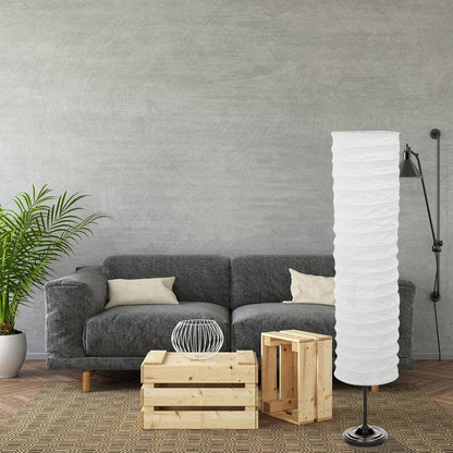Paper Floor Lamp Shade Replacement Foldable Standing Nordic Style Light Cover Long Rice Paper Chandelier Protector for Home Hotel Bedroom White