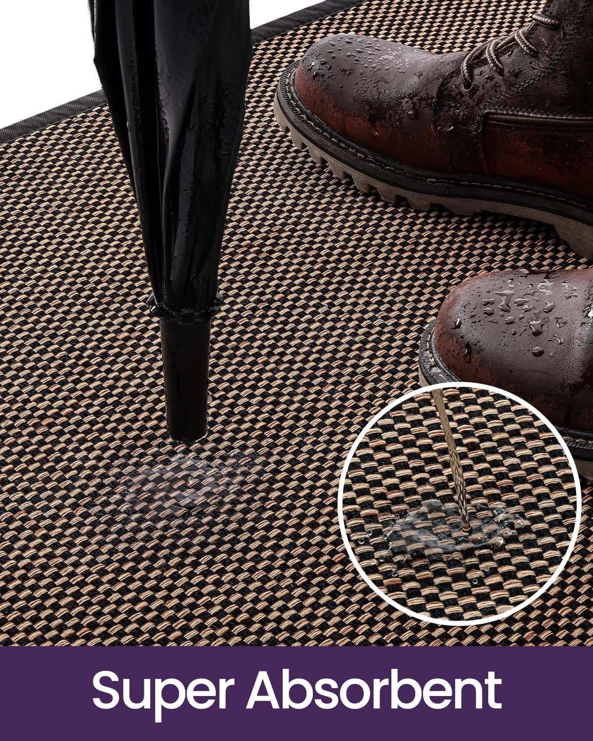 DEXI Ultra Thin Entryway Indoor Door Mat 24x36, Non Slip Rubber Backing Inside Entry Mat, Low Profile Easy Clean Dirt Trapper Doormat for Inside Entrance Patio, Beige