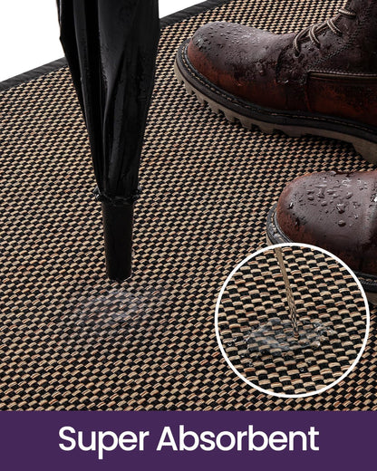 DEXI Ultra Thin Entryway Indoor Door Mat 24x36, Non Slip Rubber Backing Inside Entry Mat, Low Profile Easy Clean Dirt Trapper Doormat for Inside Entrance Patio, Beige