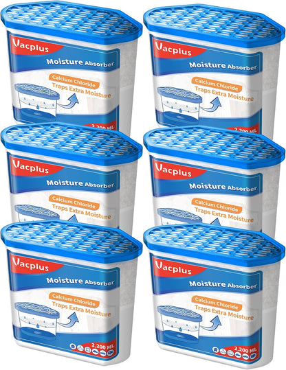 Vacplus Moisture Absorbers 6 Pack, Portable Humidity Absorber Boxes for Your Bathroom, Closet & Car, Dehumidifier with Fragrance Free, 10.5 Oz