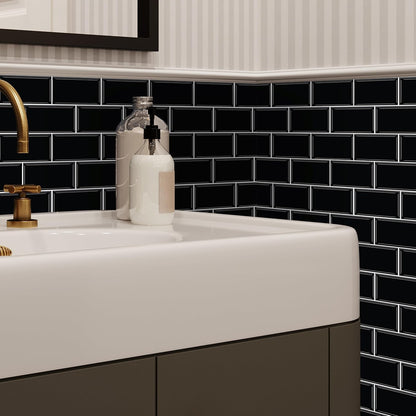 WALPLUS 20 Sheets Peel and Stick Kitchen Backsplash Tile Stickers Self Adhesive Stick on Subway Tile 12" x 6" Bathroom Splashback Water Heat Resistant 3D Wall Tiles Pure White Gray