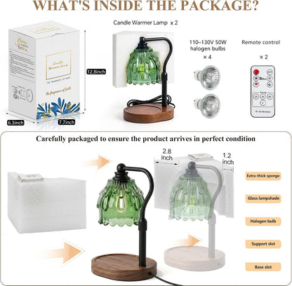 Candle Warmer Lamp with Timer and Wireless Remote Control, Dimmable Candle Warmer for Jar Candles, Height Adjustable Wax Melts Warmer, Mothers Day Birthday Gift for Women, House Warming New Home Decor