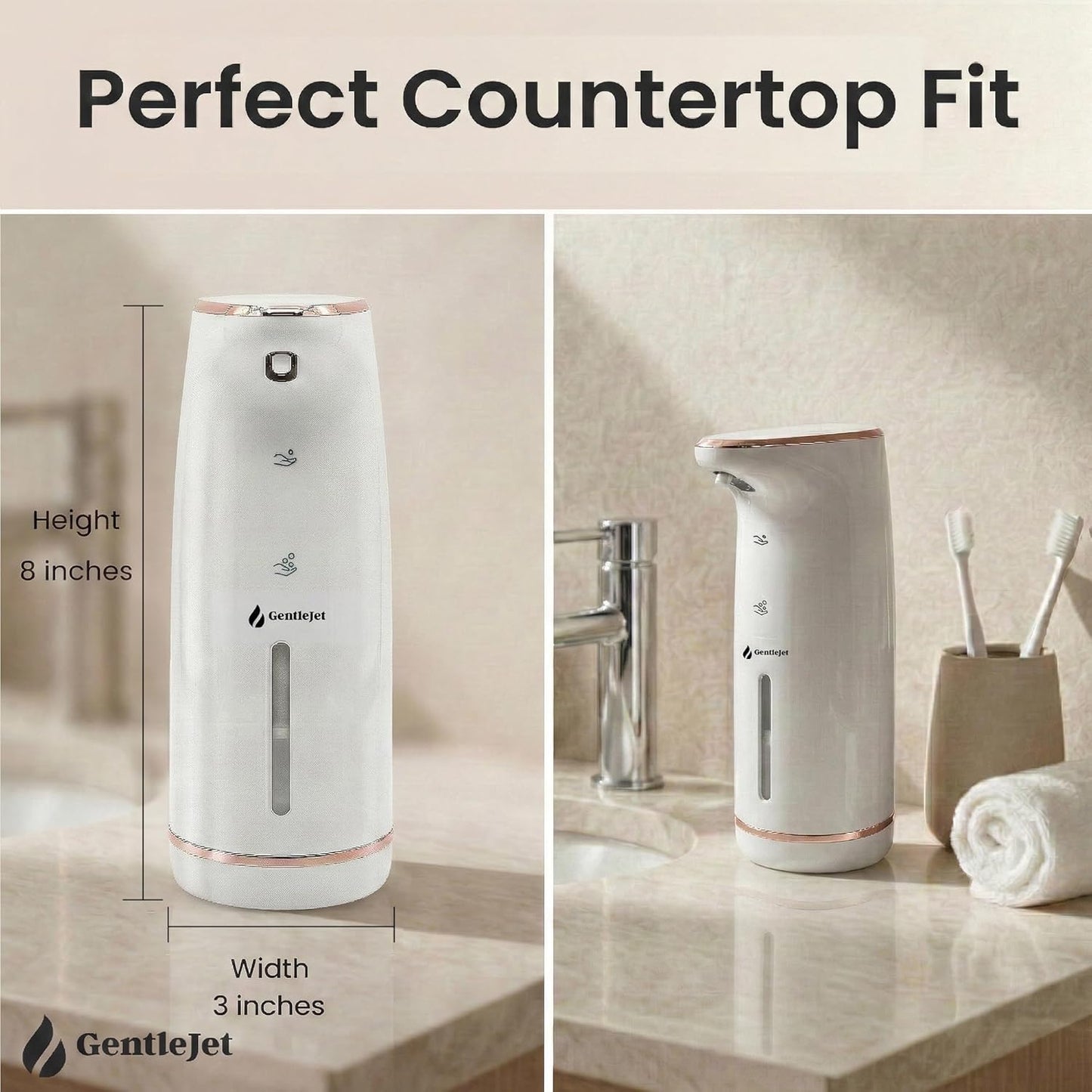 GentleJet Cloudfoam Automatic Foaming Soap Dispenser – Touchless Foam Dispenser for Kids & Family, Soft Rich Foam, USB-C Rechargeable, No-Clog Design, IPX5 Waterproof, 320 ml