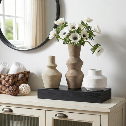DREAMLOOM Ceramic Vase Set of 3, Modern Rustic Flower Vases for Pampas Grass, Dried & Fresh Flowers, Farmhouse Home Decor Vase for Living Room Bedroom Kitchen Shelf Centerpiece, Classic