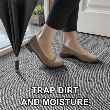 Ultra Thin Door Mat Indoor Entrance 17"x29", Low-Profile Indoor Door Mat, Non Slip Entry Mat Rubber Backing Unique Herringbone Design Inside Doormat Dirt Trapper Entryway Mats, Beige
