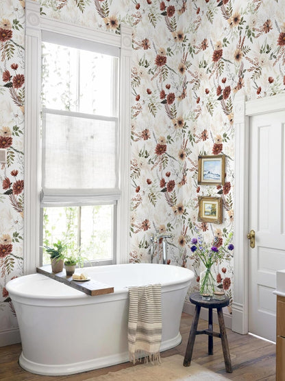 Dimoon 17.3''x78.7'' Peel and Stick Wallpaper Floral Cute Contact Paper Vintage Village Country Cottage Wallpaper Farmhouse Yellow Beige Renter Friendly Geometry Waterproof Embossed Kitchen Bedroom