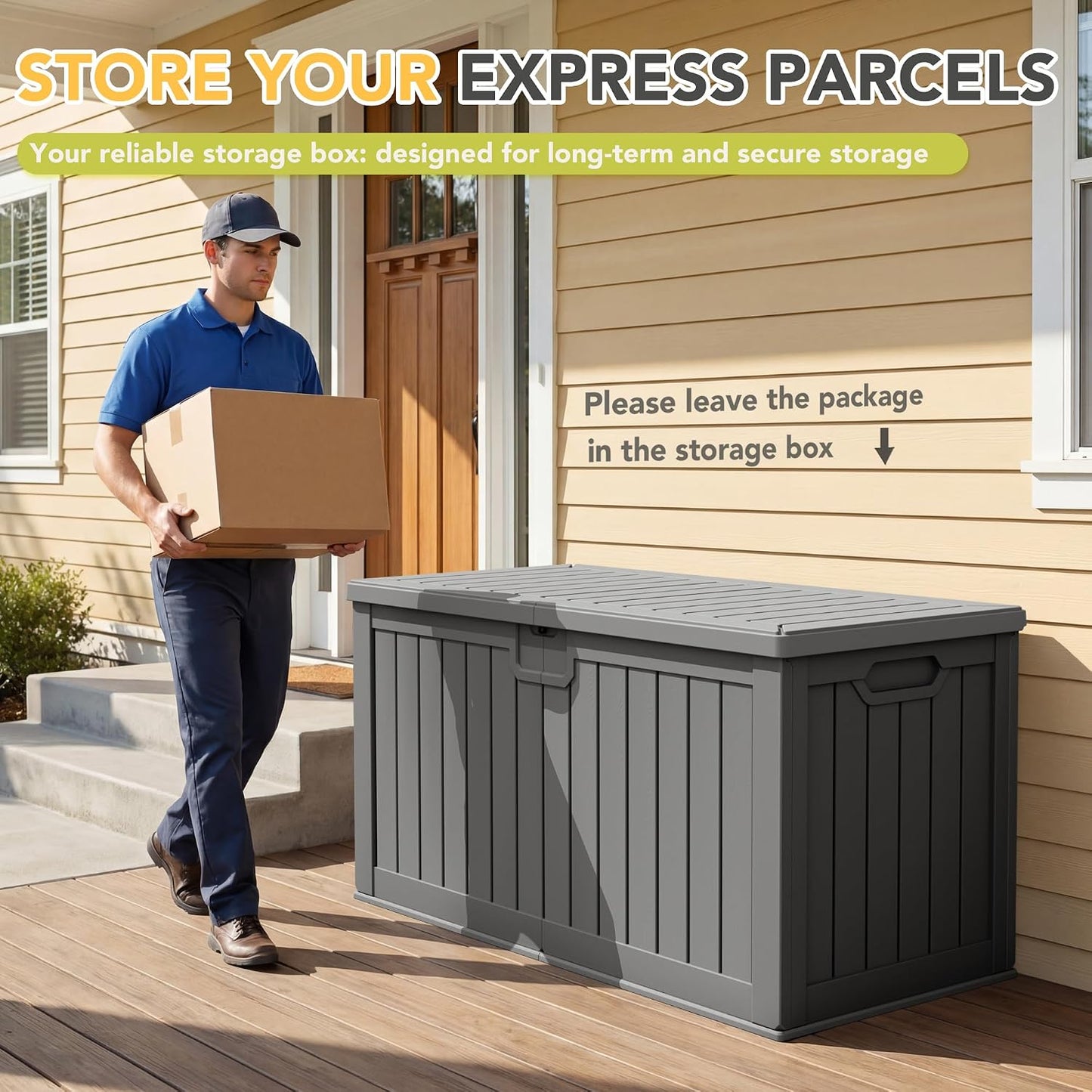 32 Gallon Deck Box Outdoor Indoor Waterproof Storage Box for Patio Furniture, Pool Accessories, Garden Tools, and Cushion Storage, Black
