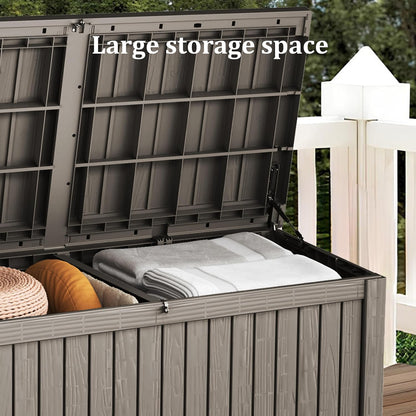 320 Gallon Outdoor Storage Box, Extra Large Waterproof Resin Deck Box with Lockable Lid Storage Bin for Patio Furniture Cushion, Garden Tools, Pool Accessories, UV-Resistant Outside, Black