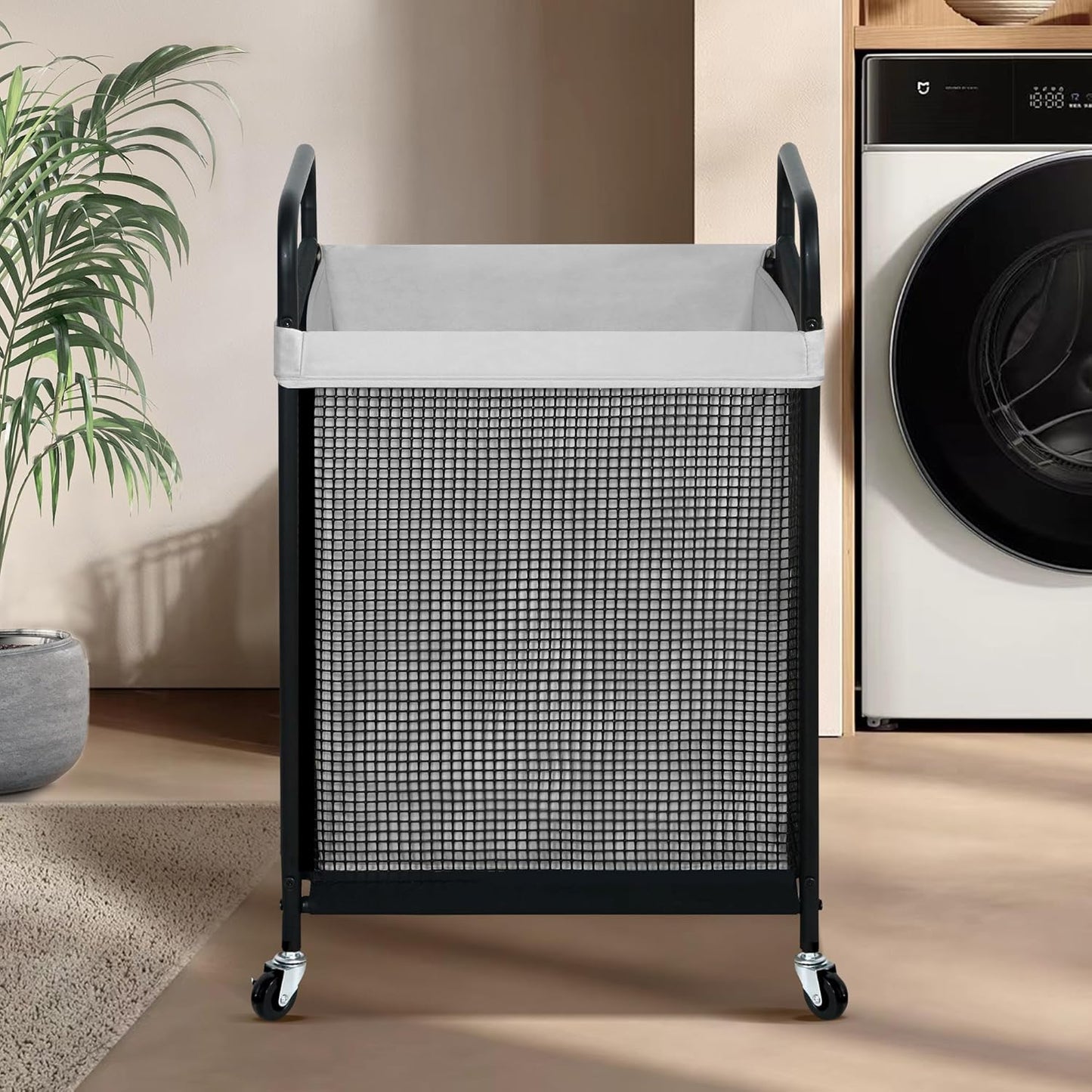 STO STO Laundry Hamper 3 Section, 120L Rolling Laundry Sorter Cart with Removable and Washable Liner Bag, Clothes Hamper with Wheels and Metal Handle for Laundry Room and Bedroom
