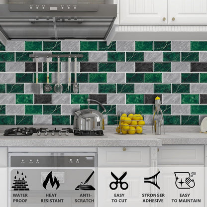 URCOLOR 10-Sheet Stick on Backsplash for Kitchen,12"x12" Peel and Stick Self Adhesive Wall Tiles Back Splashes for Bathroom Brown Marble Look