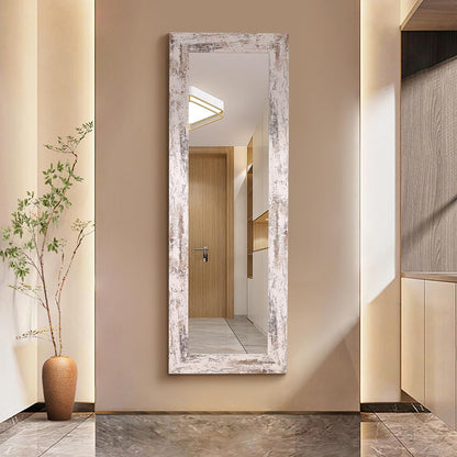 Syndra Modern Full Length Mirror Wood Frame, 65x24'' Large Floor Mirror with HD Tempered Glass & Wall Mount, Rectangular Standing Mirror for Bedroom, Living Room, Entryway, Farmhouse(Grey White Oak)