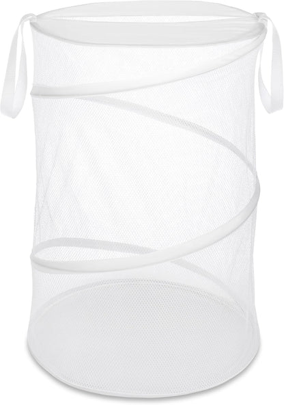 Whitmor Mesh Popup Laundry Hamper 3 Compartment Sortable Horizontal Collapsible Laundry Basket for Clothes Laundry Room Bedroom