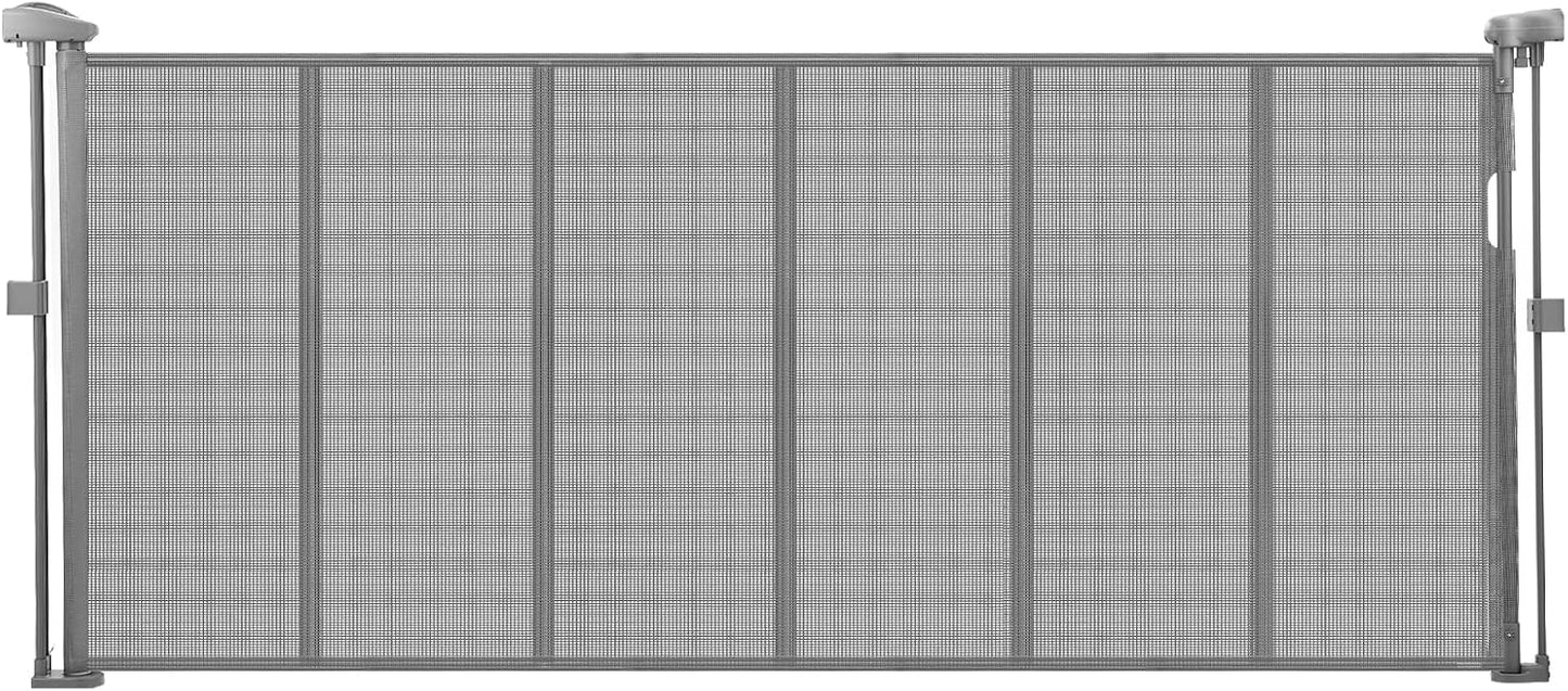 VEVOR Retractable Baby Gate, 34 inch Tall, Extends up to 71 inch Wide, Retractable Gate for Kids or Pets, Mesh Material, Easy to Install for Indoor Stairs, Doorways, Hallways, Playrooms, Gray