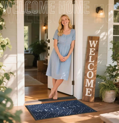 Yimobra Welcome Mat Outdoor Indoor, All-Weather Waterproof Front Door Mat Outside Entrance, Non-Slip Low Profile Porch Patio Doormat, 29.5x17, Black