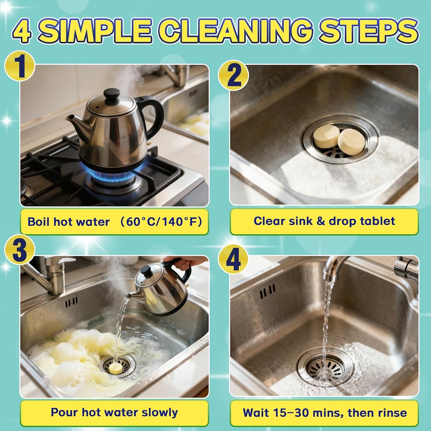 Garbage Disposal Cleaner Tablets, 25 Pack Disposal Deodorizer and Drain Cleaner Tablets, Kitchen Sink Cleaner, Garbage Disposal Freshener, Removes Odor, For House, Kitchen, Bathroom Drain Care