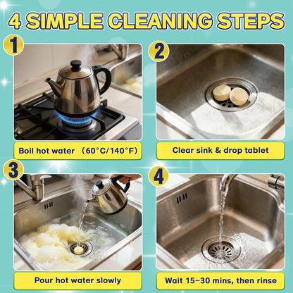 Garbage Disposal Cleaner Tablets, 25 Pack Disposal Deodorizer and Drain Cleaner Tablets, Kitchen Sink Cleaner, Garbage Disposal Freshener, Removes Odor, For House, Kitchen, Bathroom Drain Care