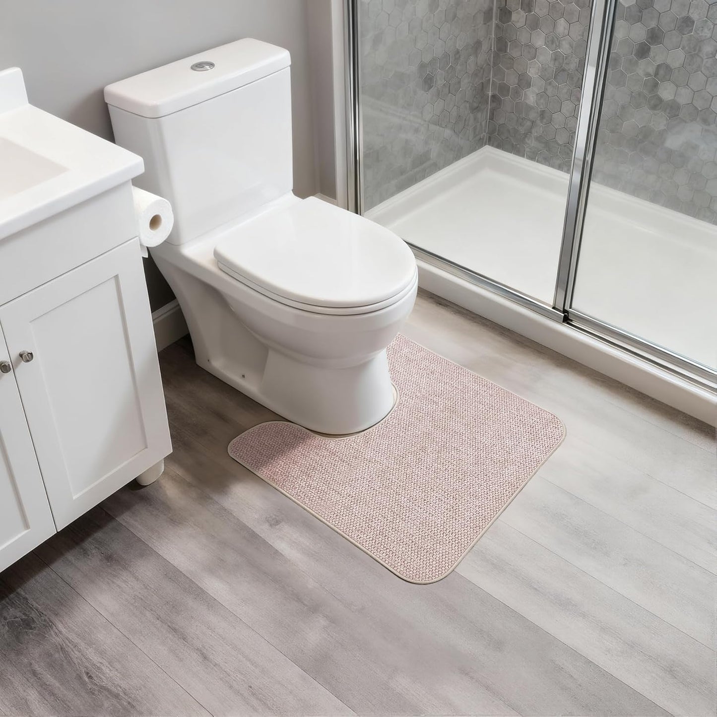 Bath Mat,Ultra Thin Bathroom Rugs,Rubber Bath Mats for Bathroom,No Slip Bath Rugs,Quick Dry,Machine Washable,Low Pile,Absorbent,Shower Outside,Sink,Home Decor Accessories.Grey,1'5"x2'3"(17x27Inch)
