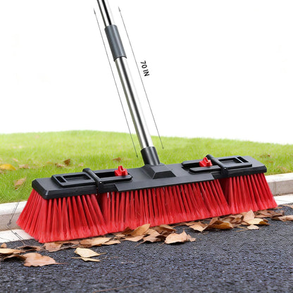 18" Heavy-Duty Push Broom, 70" Handle, Stiff Bristles for Outdoor Cleaning. | Heavy-duty outdoor broom, stiff bristles for patios, driveways, garages, decks, shops, warehouses, restaurants, floors & site