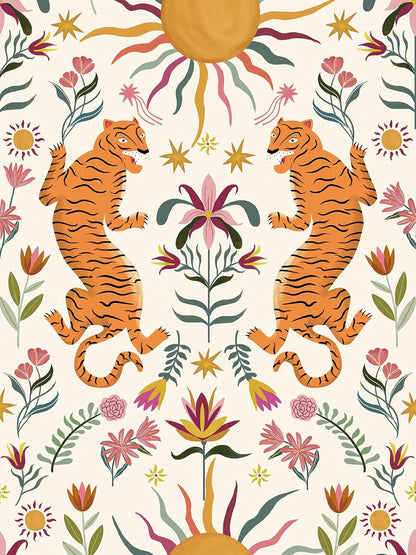JiffDiff Beige Tiger Peel and Stick Wallpaper - Removable Self Adhesive Wall Paper for Bedroom, Living Room, Nursery Waterproof DIY Wall Decor (17.3" x 120")