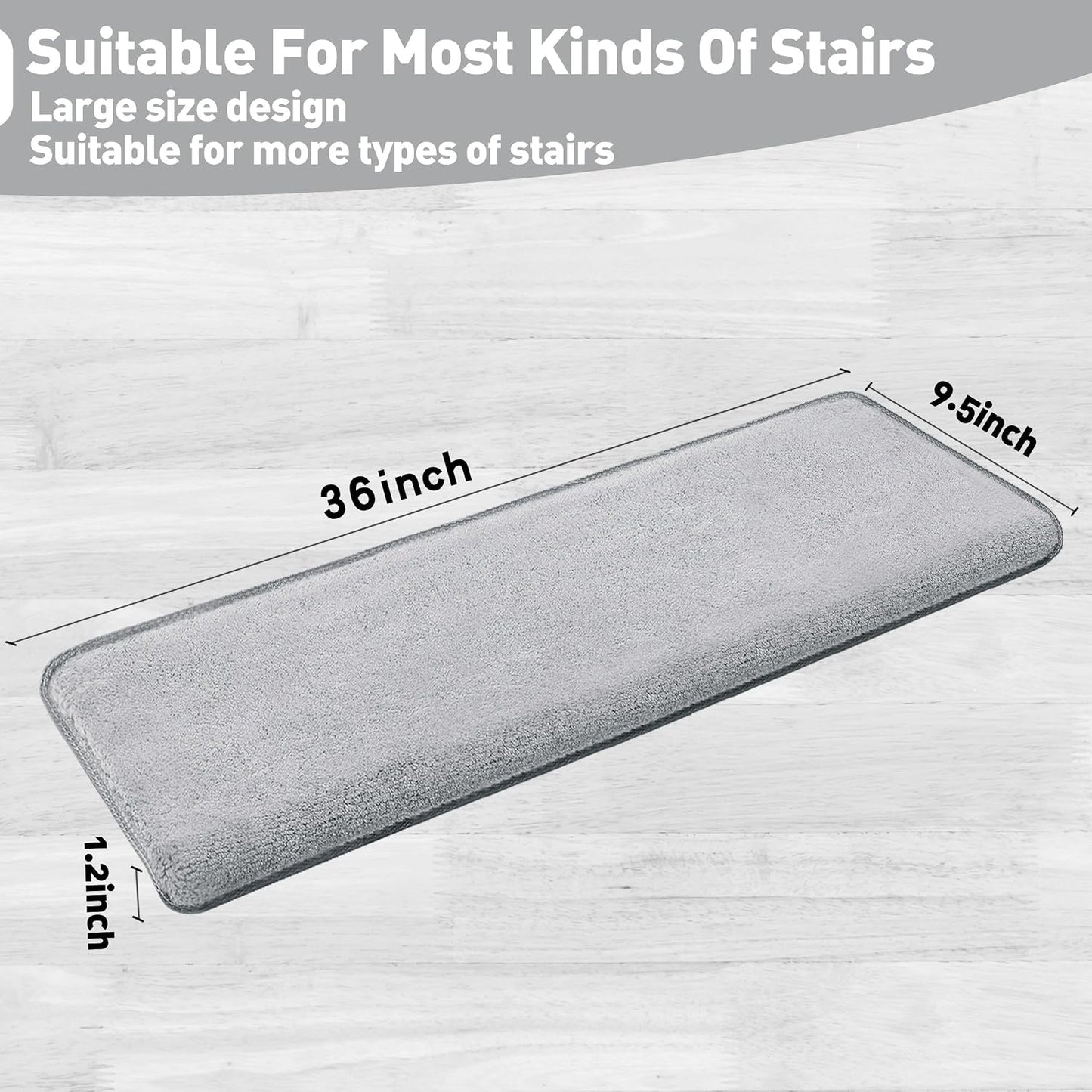 PURE ERA Carpet Stair Treads Ultra Plush 9.5" X 30"Soft Bullnose Indoor Stair Protectors Pet-Friendly Non-Slip Skid Resistant Tape Free Washable Reusable(2 Pieces,Brown)