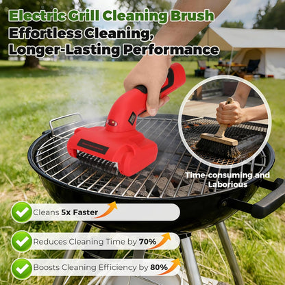 Electric BBQ Grill Brush, 1800 RPM Heavy Grill Cleaning Brush with 1 Replacement Head & LED Light, 304 Stainless Head, Grill Cleaner for Outdoor Grill with No Bristle Shedding, Gift for Men/Dad