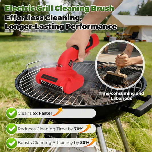 Electric BBQ Grill Brush, 1800 RPM Heavy Grill Cleaning Brush with 1 Replacement Head & LED Light, 304 Stainless Head, Grill Cleaner for Outdoor Grill with No Bristle Shedding, Gift for Men/Dad