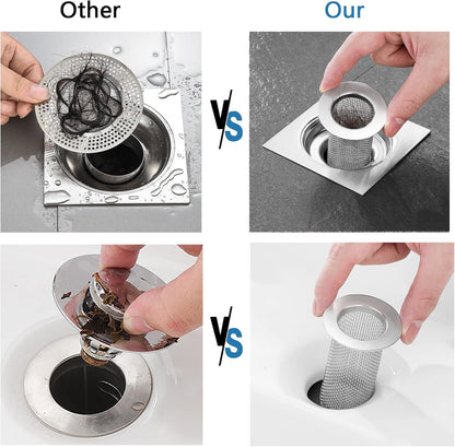 Resdenio Bathroom Sink Drain Strainer Stainless Steel, 2 Pack Floor Drain Filter Mesh Basket Filter Hair Trap Anti-Clog Slag Strainer - Large Wide Rim 2.16" Diameter