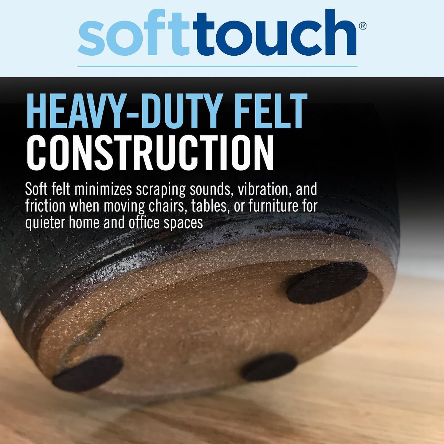 SoftTouch 1.5" Round Reusable Felt Furniture Sliders for Hard Surfaces, Noise-Reducing Adhesive Moving and Protective Pads for Cabinets, Chairs, Tables & Decorative Items Set of 48, Brown