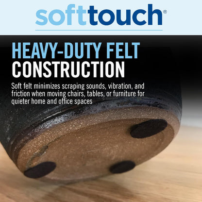 SoftTouch 1.5" Round Reusable Felt Furniture Sliders for Hard Surfaces, Noise-Reducing Adhesive Moving and Protective Pads for Cabinets, Chairs, Tables & Decorative Items Set of 48, Brown