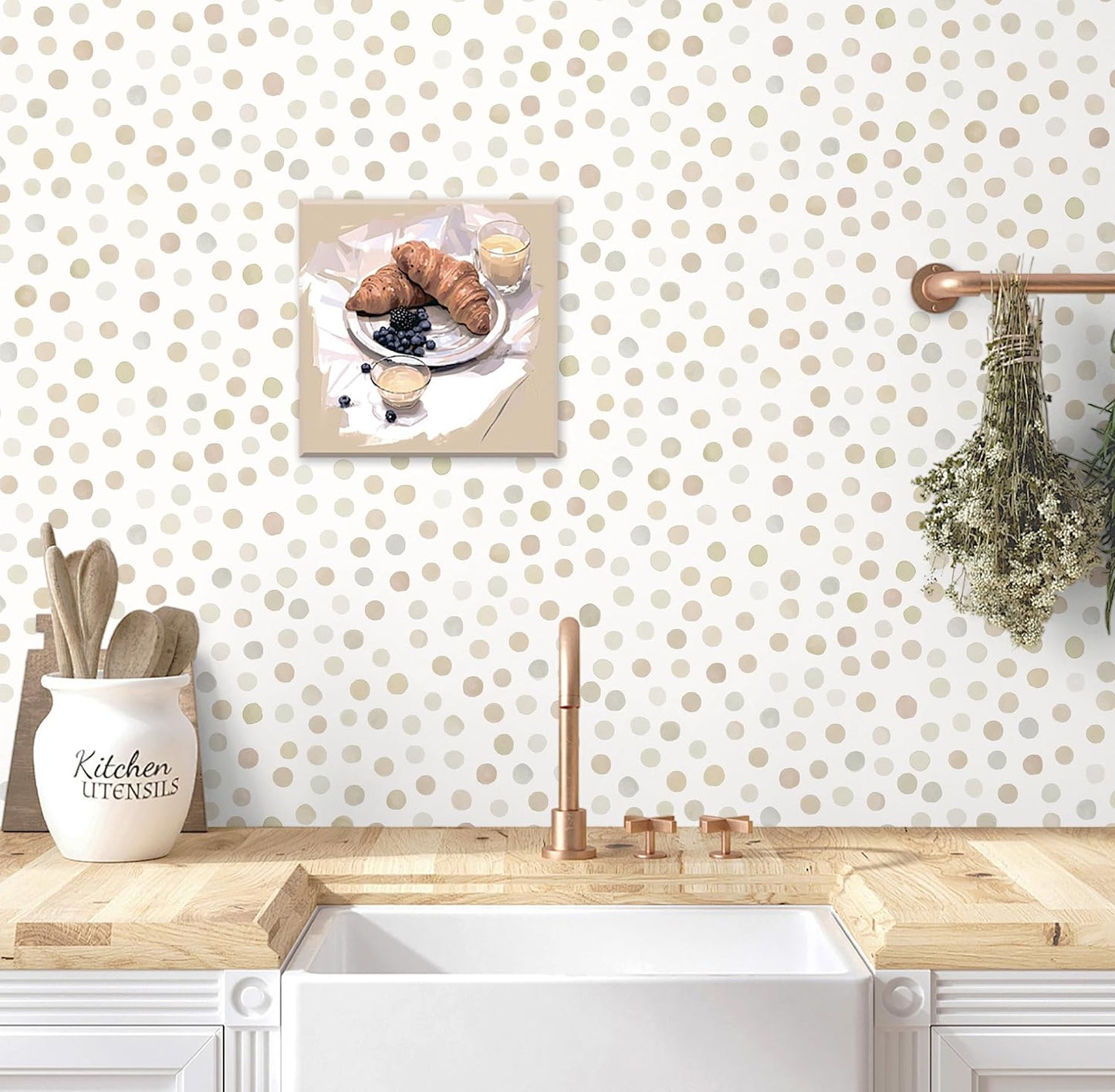 Dimoon 17.3" X 78.7" Peel and Stick Wallpaper Floral Contact Paper Boho Beige White Renter Friendly Natural Wall Paper Waterproof Removable Self Adhesive Wallpaper for Bedroom Livingroom Vinyl Roll