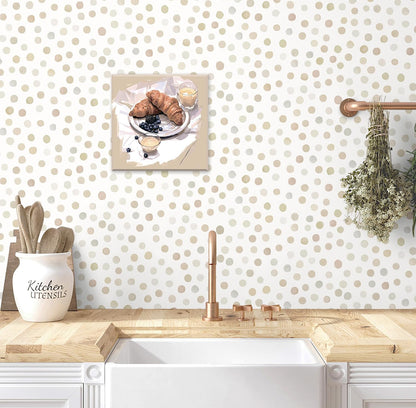 Dimoon 17.3" X 78.7" Peel and Stick Wallpaper Floral Contact Paper Boho Beige White Renter Friendly Natural Wall Paper Waterproof Removable Self Adhesive Wallpaper for Bedroom Livingroom Vinyl Roll