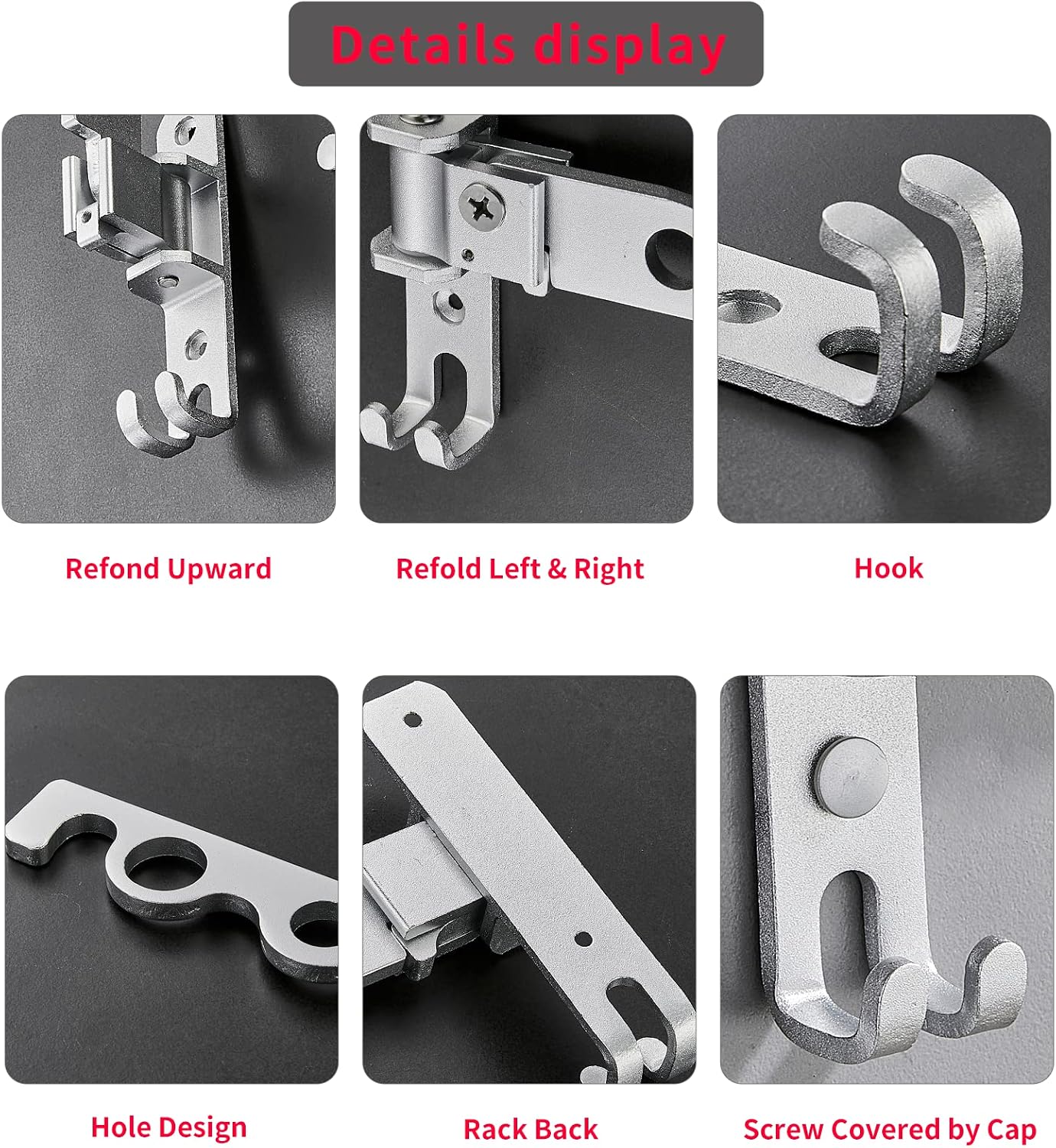 Dr.DJ Wall Mount Coat Hanger Holder Silver Clothes Drying Organizer Rack Garment Hooks Aluminium Retractable Folding Indoor Wall Mounted Hanger Space Saver for Laundry Room Bedroom (2 Racks) Silver