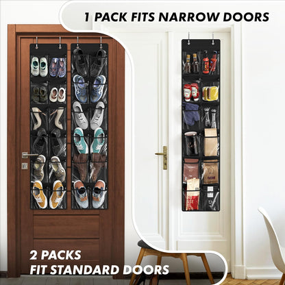 Simple Houseware 24 Pockets - 2PK 12 Large Pockets Over Door Hanging Shoe Organizer, Grey