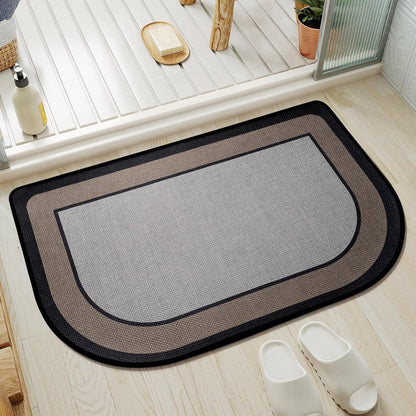 YDKGL Ultra Thin Bathroom Rugs Mat Quick Dry Absorbent Non Slip Bath Mat Bath Mats for Bathtub Mat Bathroom Carpet Fit Under Door Washable Floor Rubber Half Round Bath Rugs Grey 16x24