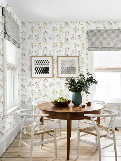 Dimoon 17.3''x78.7'' Vintage Peel and Stick Wallpaper Boho Beige Neutral Contact Paper White Floral Bird Wallpaper Removable Botanical Renter Friendly Modern Wall Paper Bedroom Bathroom Vinyl Roll