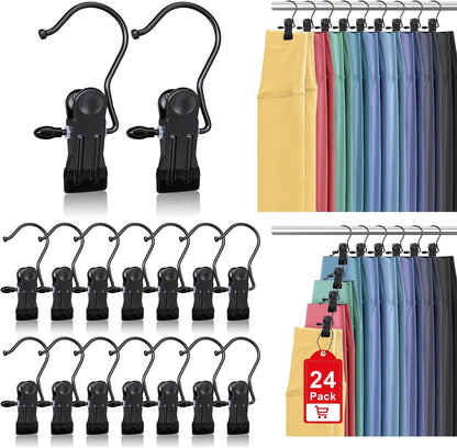 Boot Hangers Clips for Closet, Laundry Hooks Hanging Clips Clothes Pins Boot Holder Clips Space Saving Portable for Travel Tall Boots Socks Towel Jeans Hats (24, Multi)