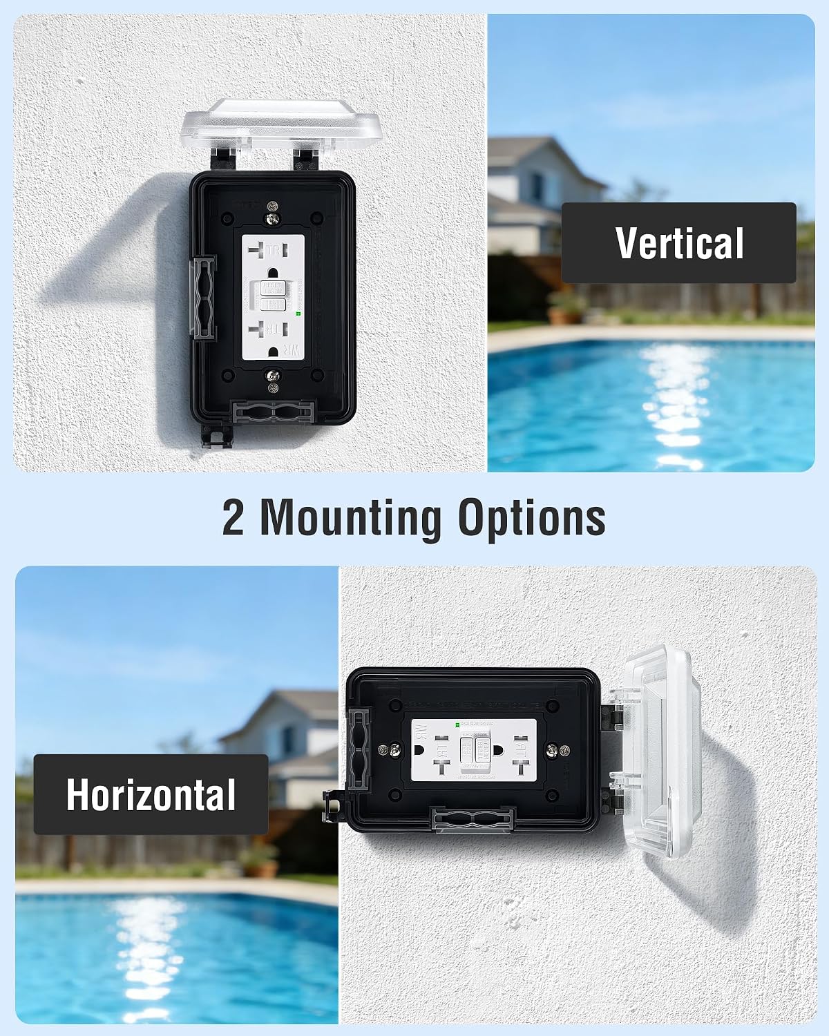 SURAIELEC Extra-Deep Outdoor Outlet Cover, 1-Gang, 4" Extra-Deep Receptacle Cover, NEMA 3R Weatherproof, Horizontal/Vertical Mount, Compatible with GFCI, Duplex Outlets & Switches, Black, 1-Pack