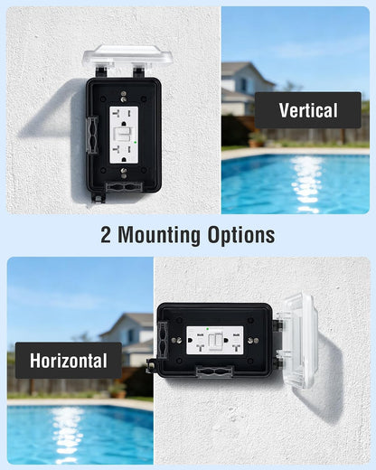 SURAIELEC Extra-Deep Outdoor Outlet Cover, 1-Gang, 4" Extra-Deep Receptacle Cover, NEMA 3R Weatherproof, Horizontal/Vertical Mount, Compatible with GFCI, Duplex Outlets & Switches, Black, 1-Pack