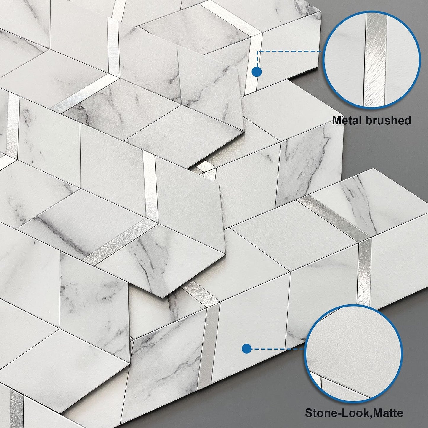MOFIT Peel and Stick Backsplash for Kitchen,3D Wall Panel Peel and Stick Tile Self Adhesive Backsplash for Bathroom Tile Stickers Diamond (5Sheets,Blue Green Gray)