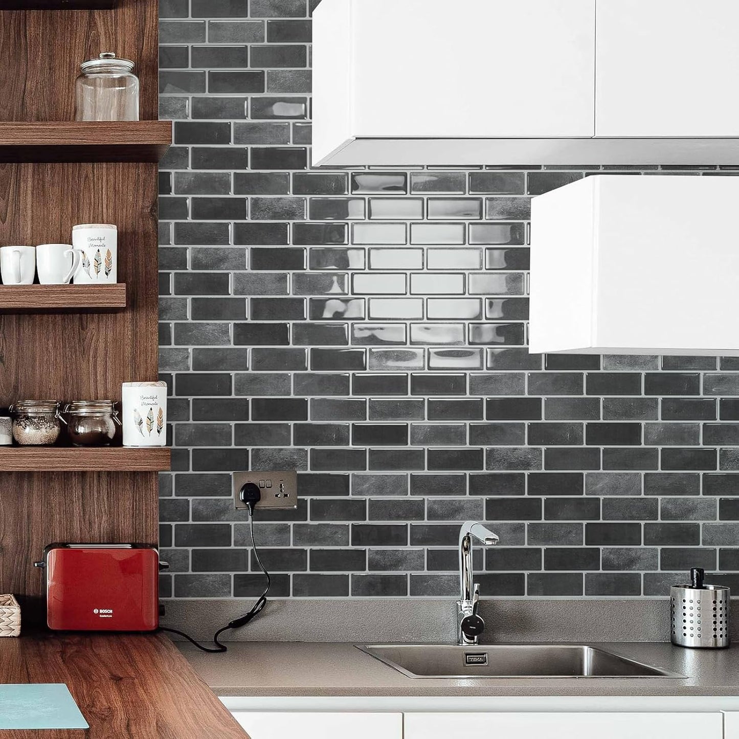 Art3d 10-Sheet Kitchen Backsplash Tiles Peel and Stick, Self Adhesive Wall Tile Sticker for Kitchen Island Bathroom Laundry Room RV Renter 12" x 12" - Jade Green