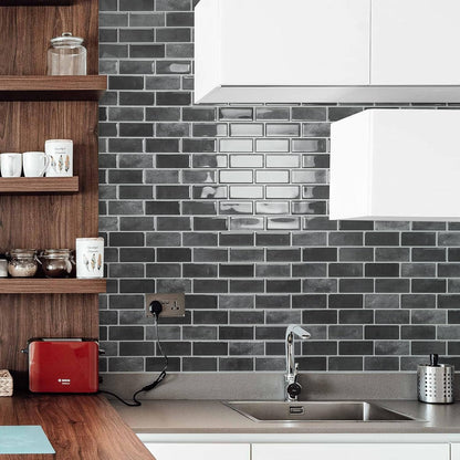 Art3d 10-Sheet Kitchen Backsplash Tiles Peel and Stick, Self Adhesive Wall Tile Sticker for Kitchen Island Bathroom Laundry Room RV Renter 12" x 12" - Jade Green