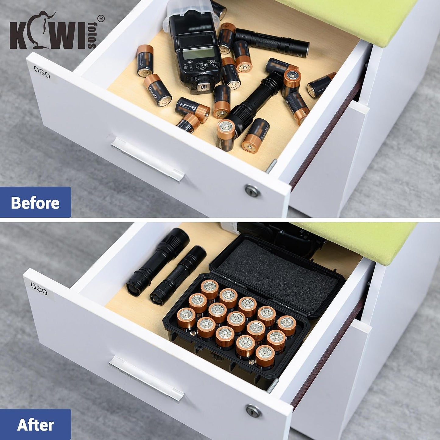 24 Slots CR2 CR123 CR123A Lithium Battery Organizer Case, IP67 Waterproof Hard Case for CR17345/CR16340/CR18350/CR15270(CR2) Explosionproof Batteries Storage Holder for Household Outdoor Camping