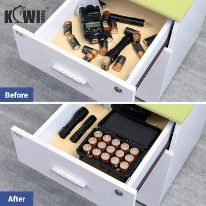 24 Slots CR2 CR123 CR123A Lithium Battery Organizer Case, IP67 Waterproof Hard Case for CR17345/CR16340/CR18350/CR15270(CR2) Explosionproof Batteries Storage Holder for Household Outdoor Camping