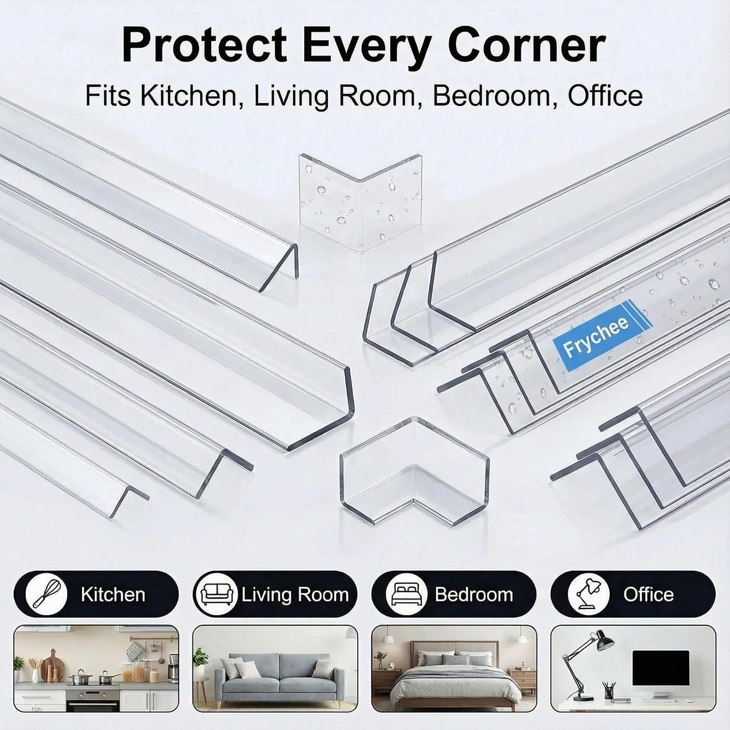 Wall Corner Protector, Walls Edge Protector，Self-Adhesive Wall Corner Guards,PVC Double Side Edge Protector， Furniture Stairs Guard (Gray 2PCS 90cm/35.4in)
