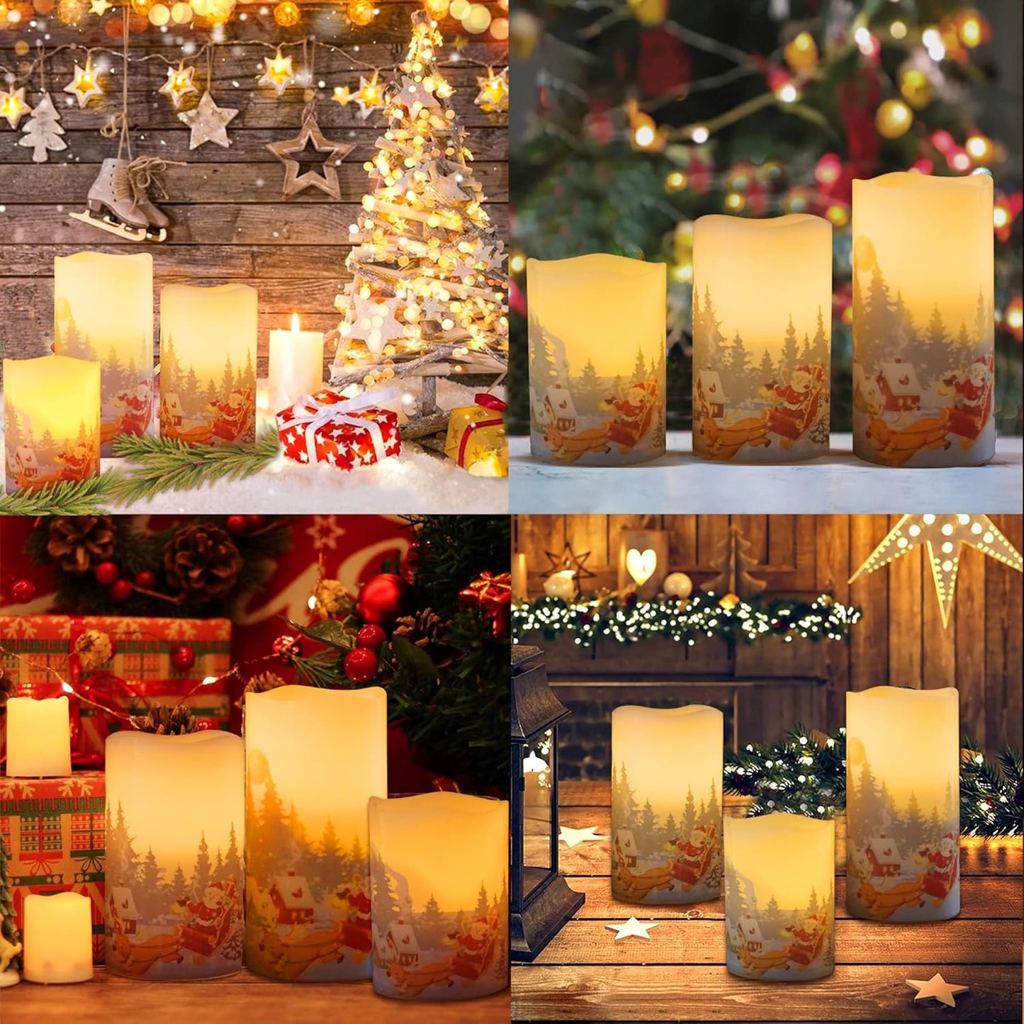Battery Operated Flameless Candles with Remote Timer Real Wax Realistic Bright Flicker Flickering Electric Electronic LED Pillar Lights Home Wedding Party Decorations Set of 3 Rustic Texture Gray Grey