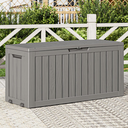 Outdoor Storage Box, Resin Deck Boxes Indoor and outdoor, Waterproof Storage Box Lockable Lid (Black, 85 Gallon)