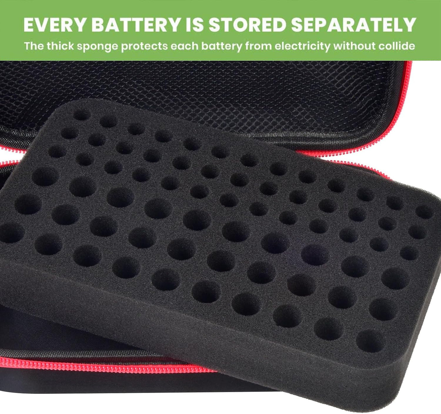 ALKOO 136+ Battery Organizer Storage Case with BT-168 Tester | AA AAA C D 9V & Button Cells Batteries Holder Box, Foam Protection, Home / Garage / Drawer Organization, Case Only, Red