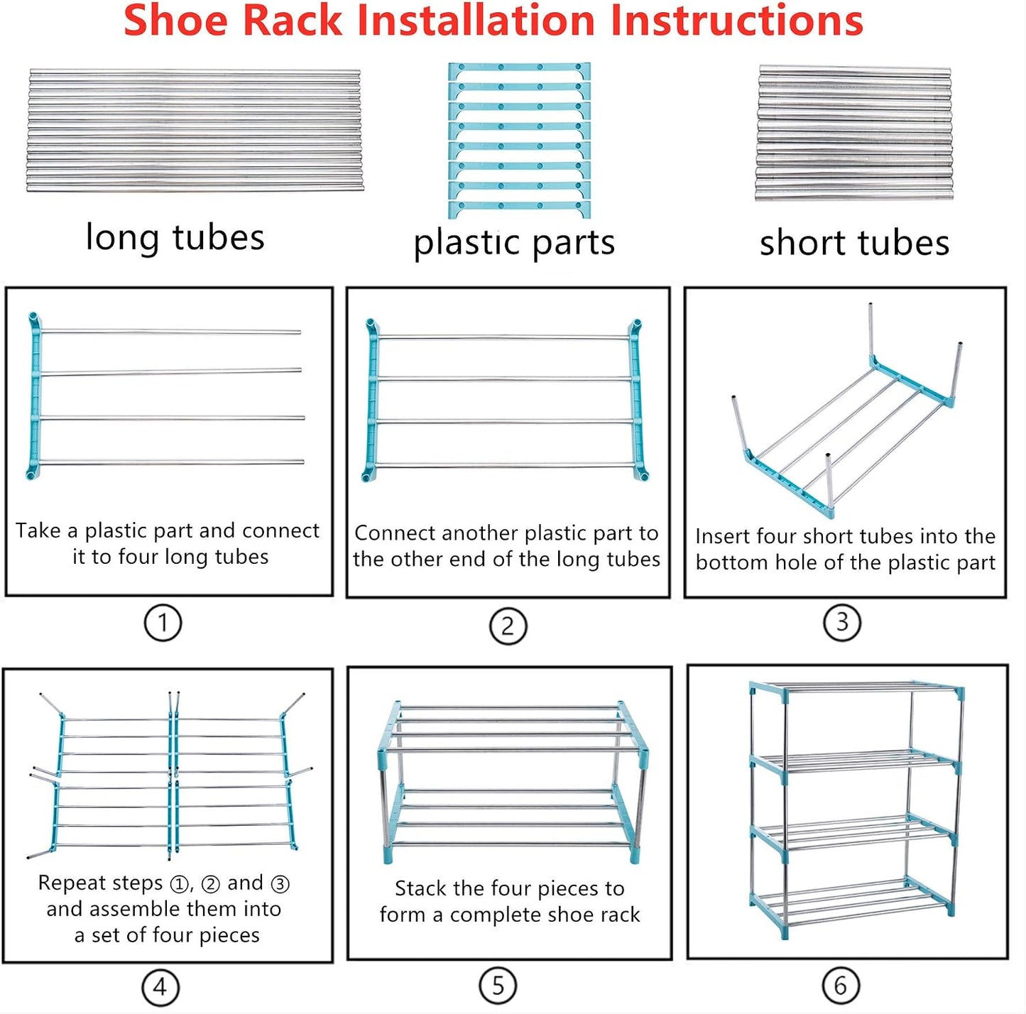 3-Tier Stackable Small Shoe Rack, Lightweight Shoe Shelf Storage Organizer for Entryway, Hallway and Closet(Black)