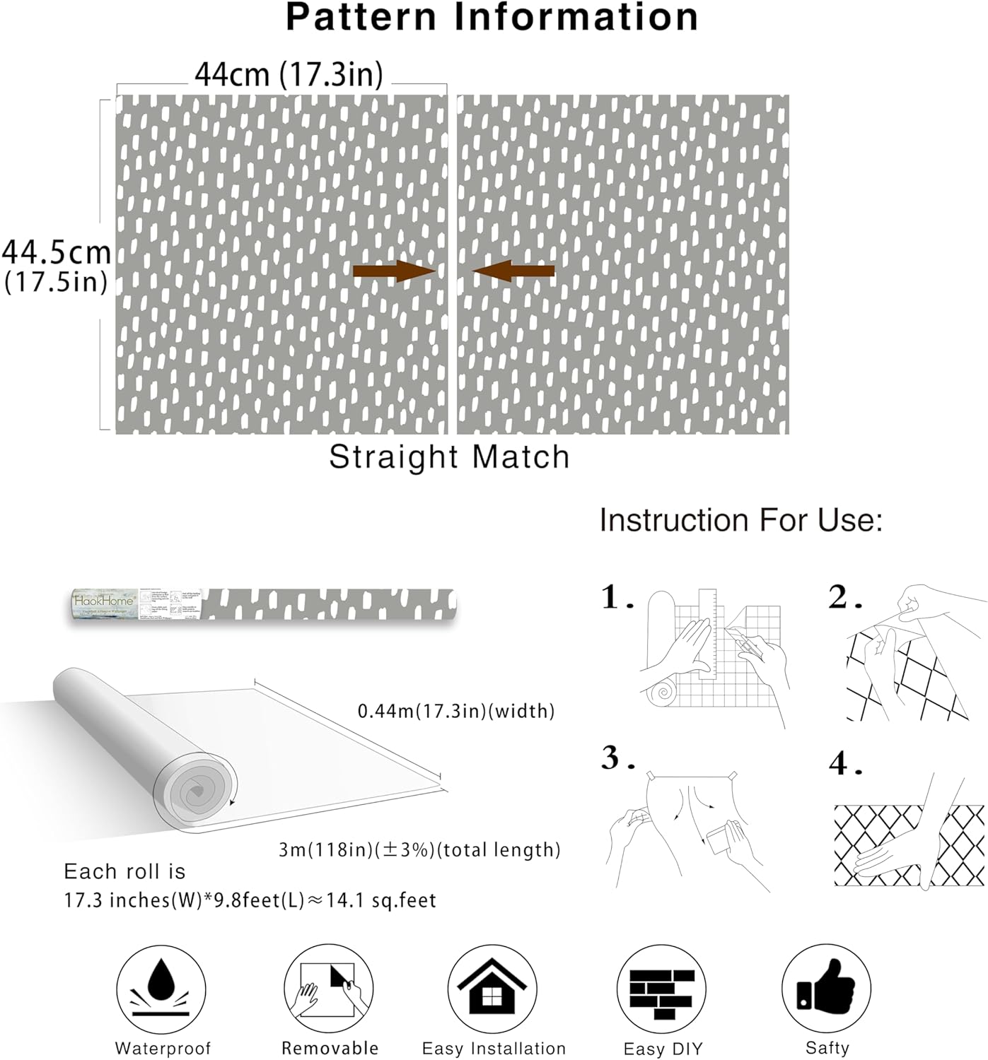 HAOKHOME Peel and Stick Wallpaper Boho Modern Dots Wall Paper Removable for Bathroom Caramel/White Contact Paper 17.3in x 9.8ft